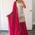 women's chinnon silk embroidered kurta palazzo with dupatta set