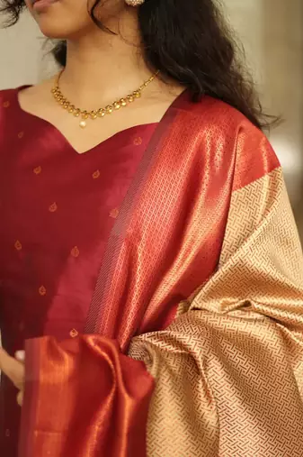 women's art silk woven butta motiff kurta pant with dupatta set