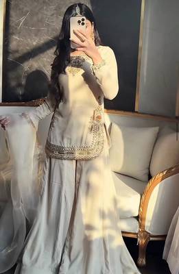 women's silk embroidered kurta palazzo with dupatta set 1