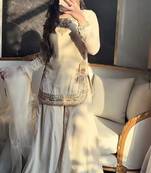 women's silk embroidered kurta palazzo with dupatta set
