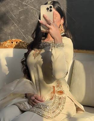 women's silk embroidered kurta palazzo with dupatta set 5