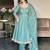 women's chinnon silk embroidered anarkali kurta pant with dupatta set