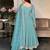 women's chinnon silk embroidered anarkali kurta pant with dupatta set
