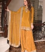 women's silk embroidered kurta palazzo dupatta set