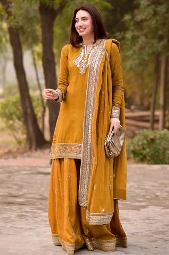women's silk embroidered kurta palazzo dupatta set