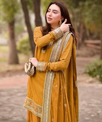 women's silk embroidered kurta palazzo dupatta set 4