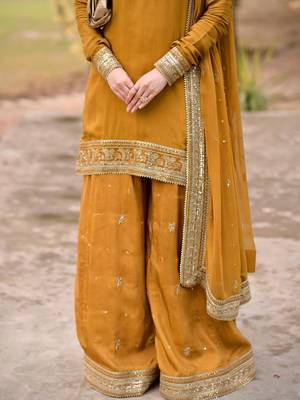 women's silk embroidered kurta palazzo dupatta set 5