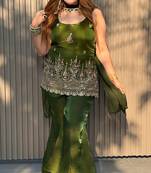 women shimmer silk embroidered kurta palazzo with dupatta set