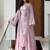 women shimmer silk embroidered kurta palazzo with shrug set
