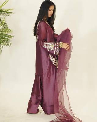 women's silk embroidered farshi salwar suit with dupatta set 3