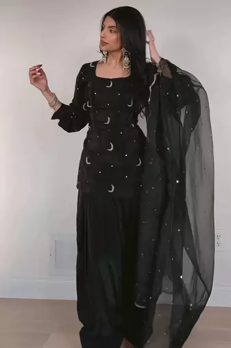 women's silk embroidered farshi salwar suit with dupatta set