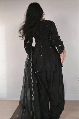 women's silk embroidered farshi salwar suit with dupatta set 5