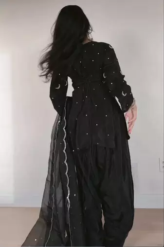 women's silk embroidered farshi salwar suit with dupatta set