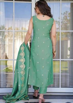 women's cotton blend embroidered kurta pant with dupatta set 3