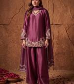 women's silk embroidered farshi salwar suit with dupatta set