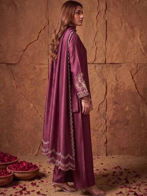 women's silk embroidered farshi salwar suit with dupatta set 2