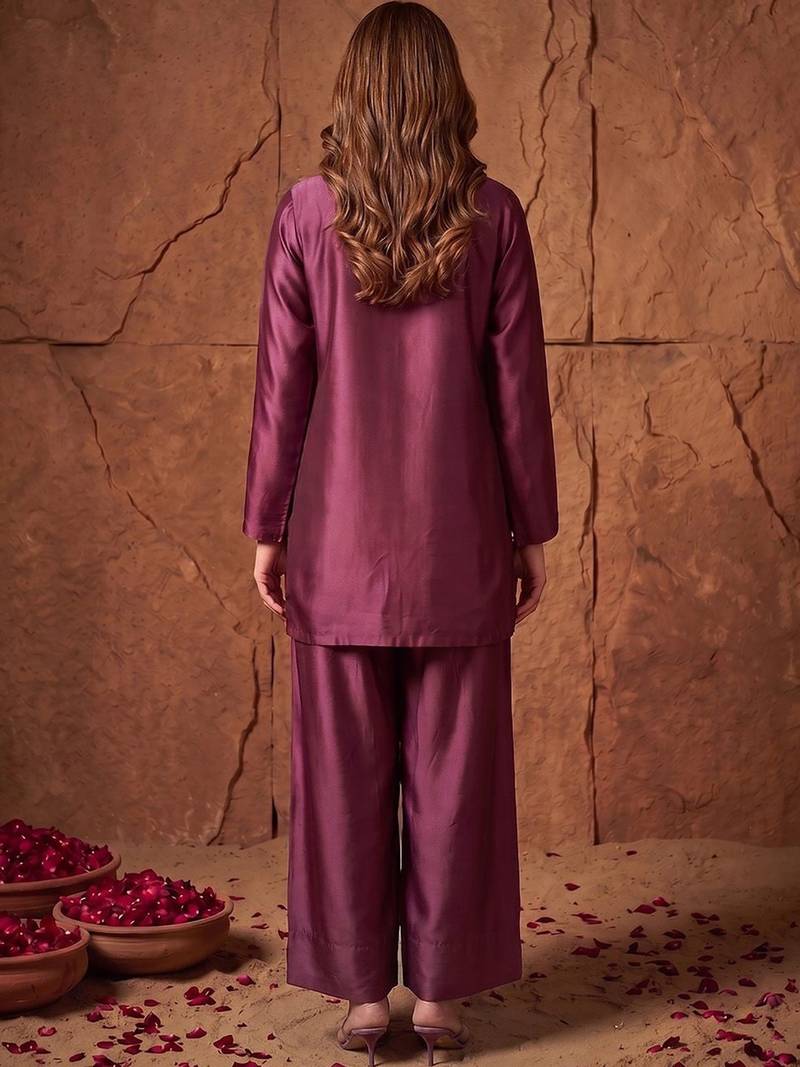 women's silk embroidered farshi salwar suit with dupatta set