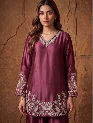 women's silk embroidered farshi salwar suit with dupatta set 4