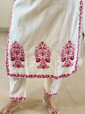 women's cotton blend embroidered kurta pant with dupatta set 5
