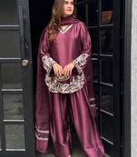 women's silk embroidered farshi salwar suit with dupatta set