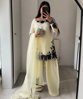 women's silk embroidered farshi salwar suit with dupatta set 2
