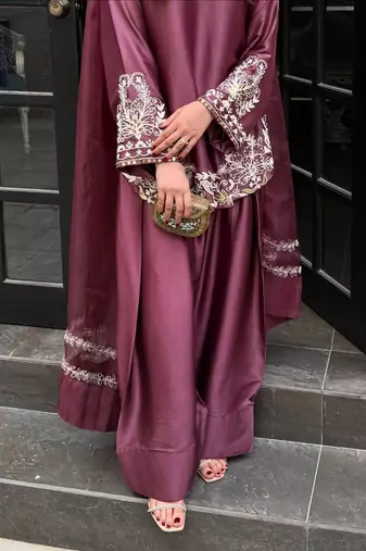 women's silk embroidered farshi salwar suit with dupatta set