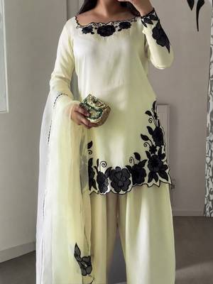 women's silk embroidered farshi salwar suit with dupatta set 4