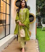 women's art silk embroidered kurta pant with dupatta set