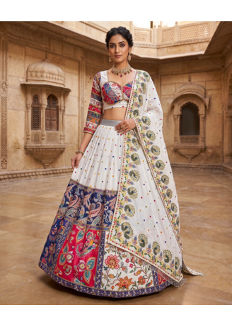 Navratri Special Designer Multicolor Digital Print  And Real Mirror Work Lehenga Choli with Dupatta 1