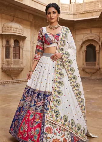 Navratri Special Designer Multicolor Digital Print  And Real Mirror Work Lehenga Choli with Dupatta