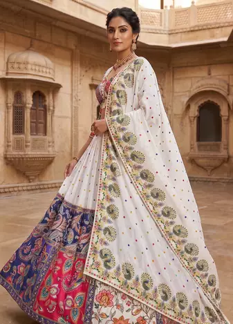 Navratri Special Designer Multicolor Digital Print  And Real Mirror Work Lehenga Choli with Dupatta