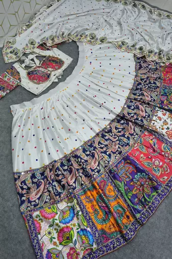 Navratri Special Designer Multicolor Digital Print  And Real Mirror Work Lehenga Choli with Dupatta
