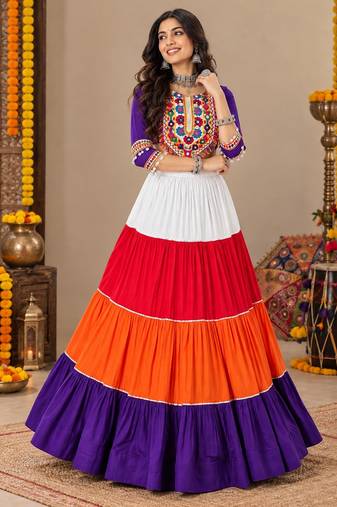 Traditional Navratri Colorful Chnaiya With Fully Stitched Choli- full stitched free size