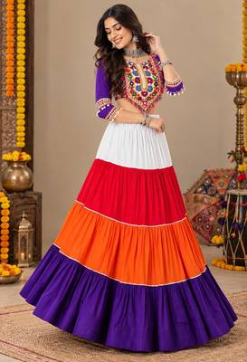 Traditional Navratri Colorful Chnaiya With Fully Stitched Choli- full stitched free size 2