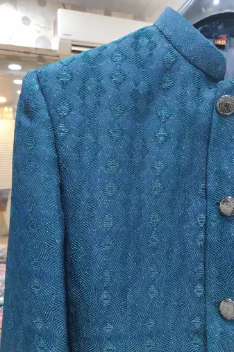 Blue jacquard silver jari jodhpuri for men