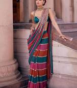 Multicolor Stripe Designer Saree