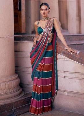 Multicolor Stripe Designer Saree 3