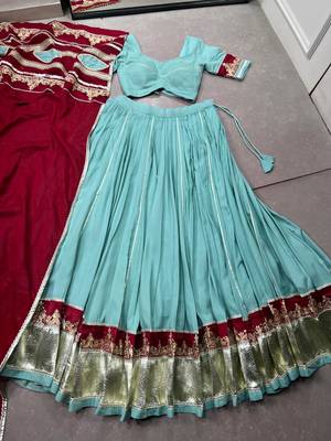 women embroidered rayon lehenga choli with mal cotton dupatta for garba & navratri - free size 5