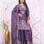 Purple chinon party  embroidery wear sharara suit set