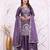 Purple chinon party  embroidery wear sharara suit set