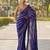 Blue Georgette Embroidered Stripe Designer Saree