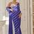 Blue Georgette Embroidered Stripe Designer Saree