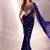 Blue Georgette Embroidered Stripe Designer Saree