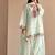Mint green embroidery chanderi cotton full stitched farshi salwar suit set
