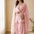 Pink embroidery chanderi cotton full stitched farshi salwar suit set