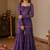 Purple embroidery faux georgette full stitched sarara plazo suit set