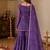 Purple embroidery faux georgette full stitched sarara plazo suit set