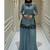 Blue embroidery faux georgette full stitched sarara plazo suit set