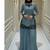 Blue embroidery faux georgette full stitched sarara plazo suit set