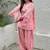 Pink embroidery chanderi cotton full stitched sarara plazo suit set